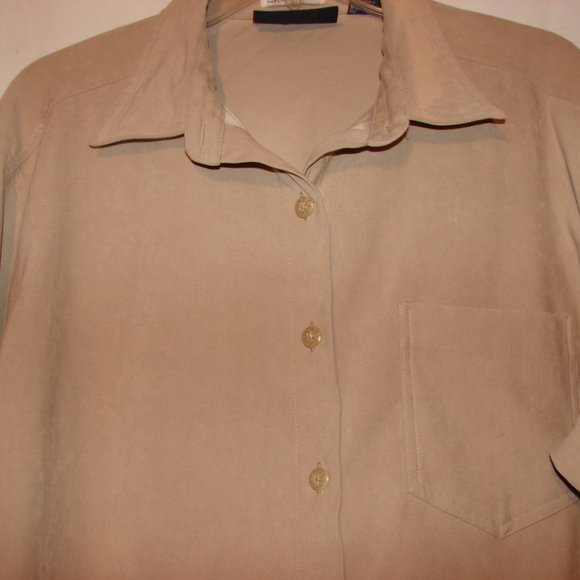 Newton Trading Women's Tan Button Sz. 1X - Picture 2 of 3